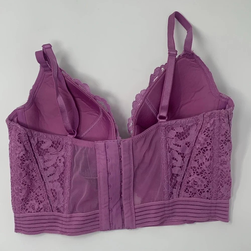 Victoria secret very sexy lined plunge lace floral corset intimate bra 32D - Picture 7 of 7